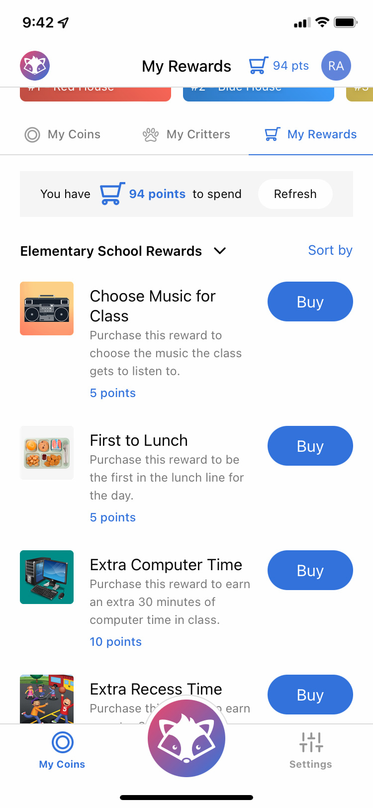 House Points App CritterCoin